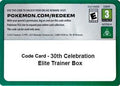 30th Celebration standard Elite Trainer Box Pokémon TCG Live code card – catalogue image with no redemption code
