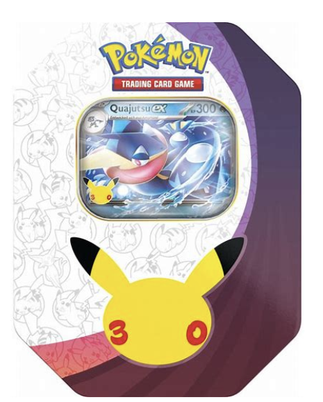 Greninja ex tall 30th Celebration tin design reference – one empty tin supplied, pictured card NOT included
