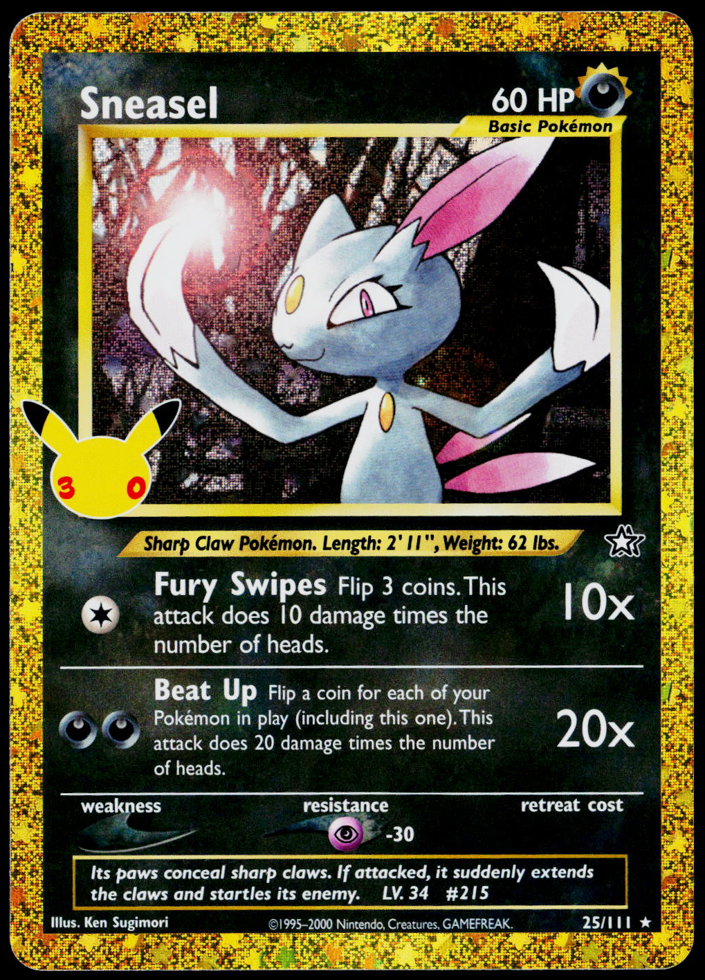 Sneasel 25/111, 30th Celebration Classic Collection, English - front