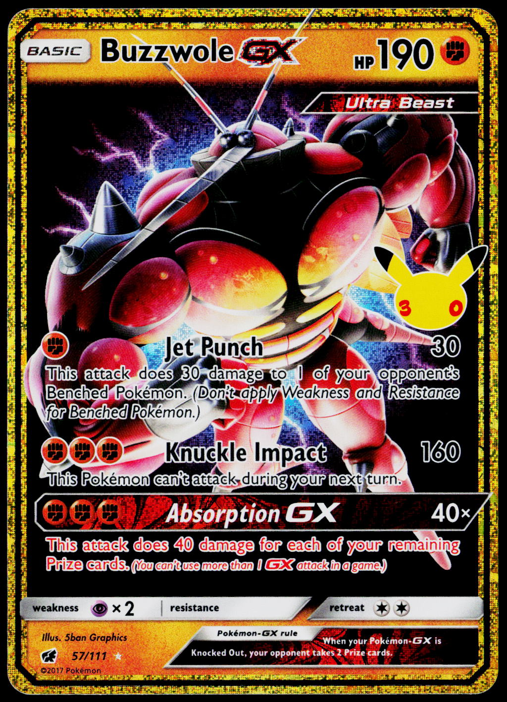 Buzzwole-GX 57/111, 30th Celebration – Classic Collection, English - front