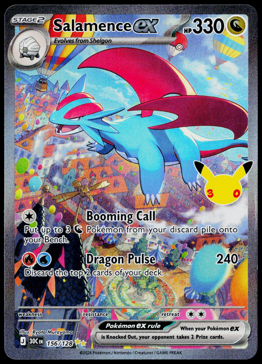 Salamence ex 156/128, 30th Celebration, English - front