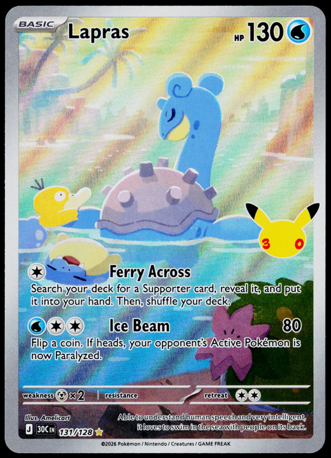 Lapras 131/128, 30th Celebration, English - front