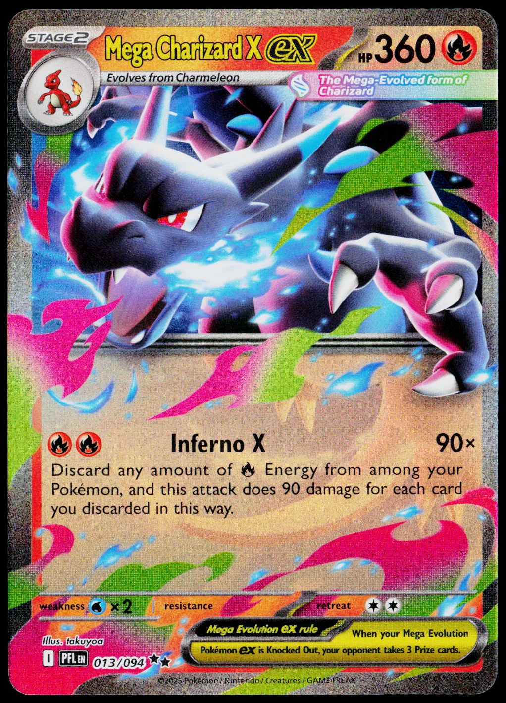 Mega Charizard X ex 013/094, Phantasmal Flames, English - front