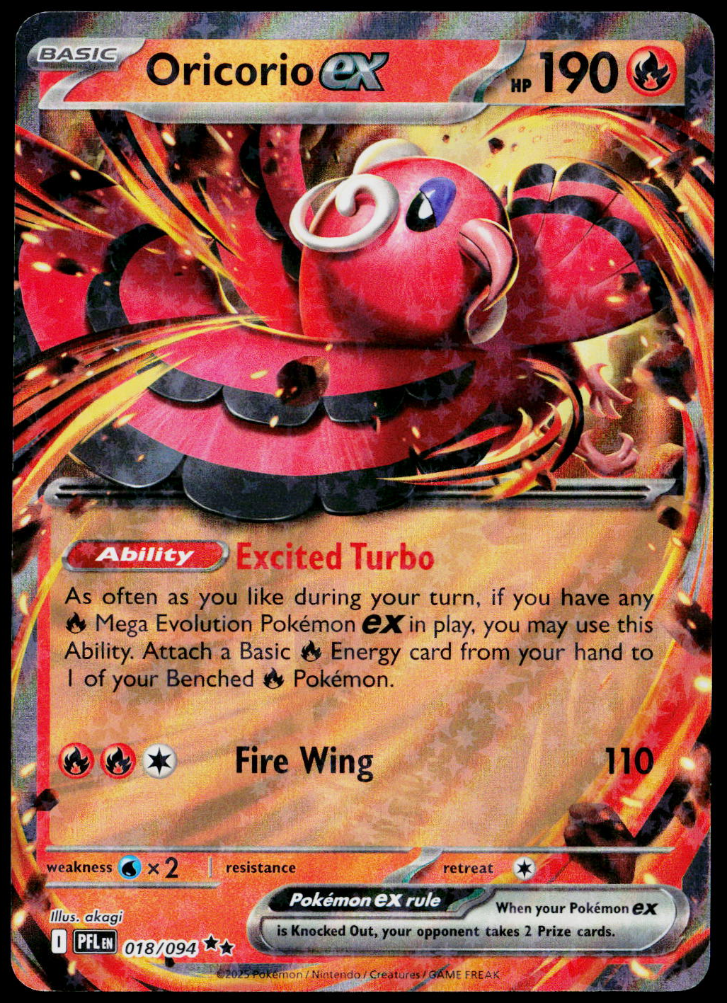 Oricorio ex 018/094, Phantasmal Flames, English - front
