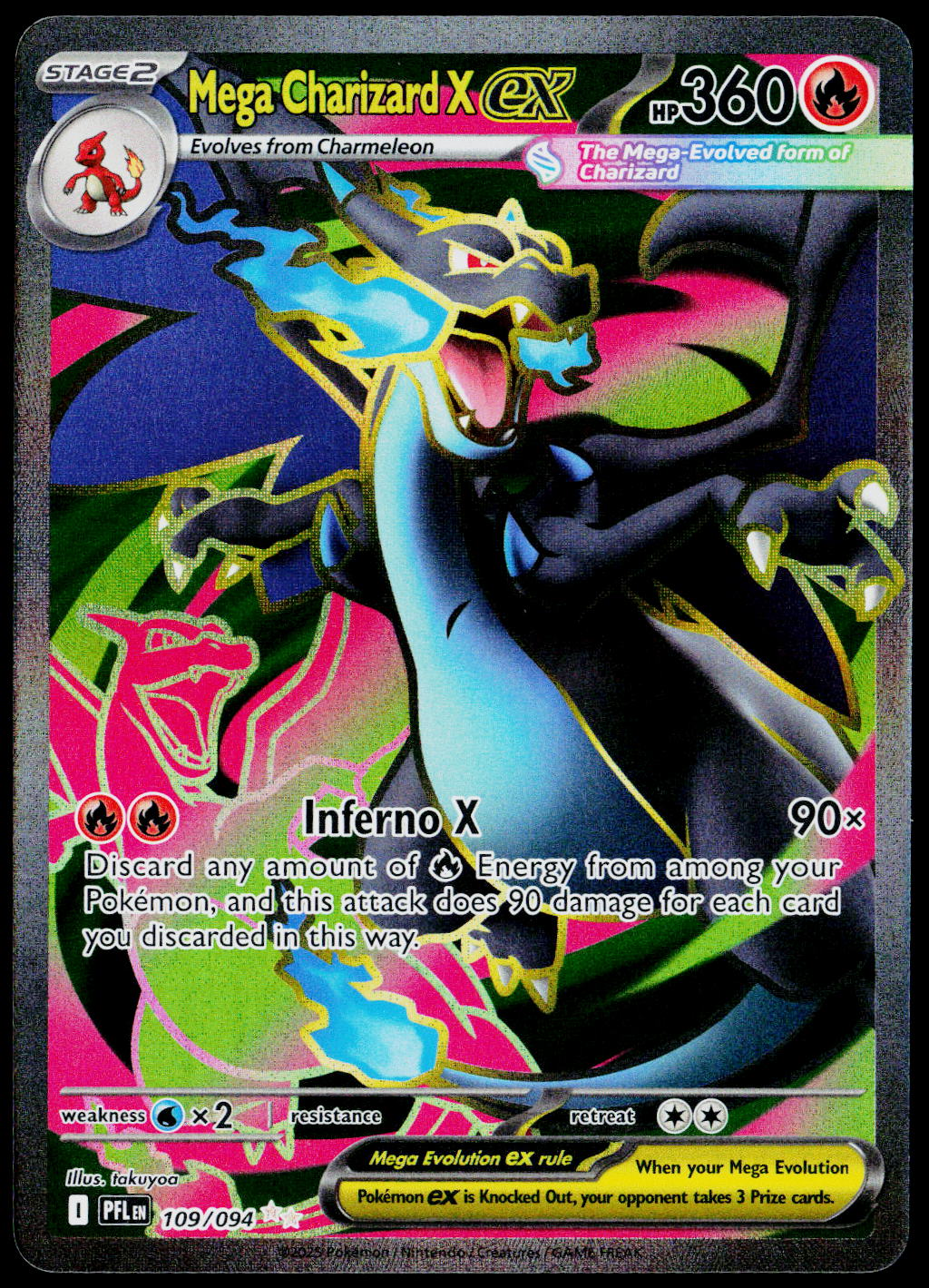 Mega Charizard X ex 109/094, Phantasmal Flames, English - front