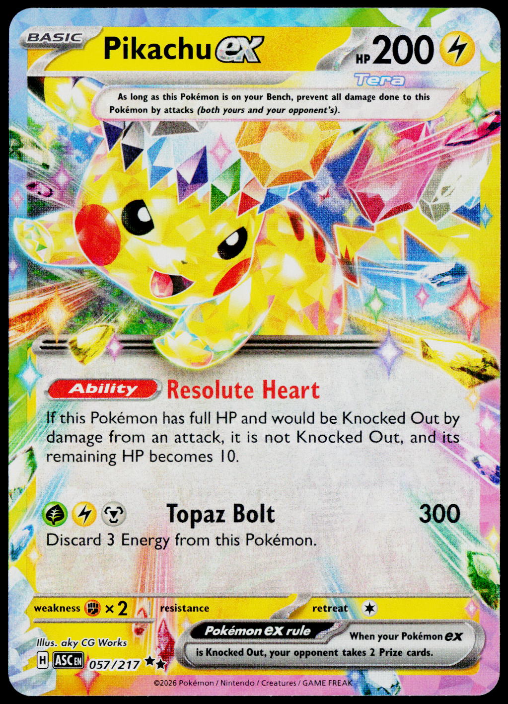Pikachu ex 057/217, Ascended Heroes, English - front
