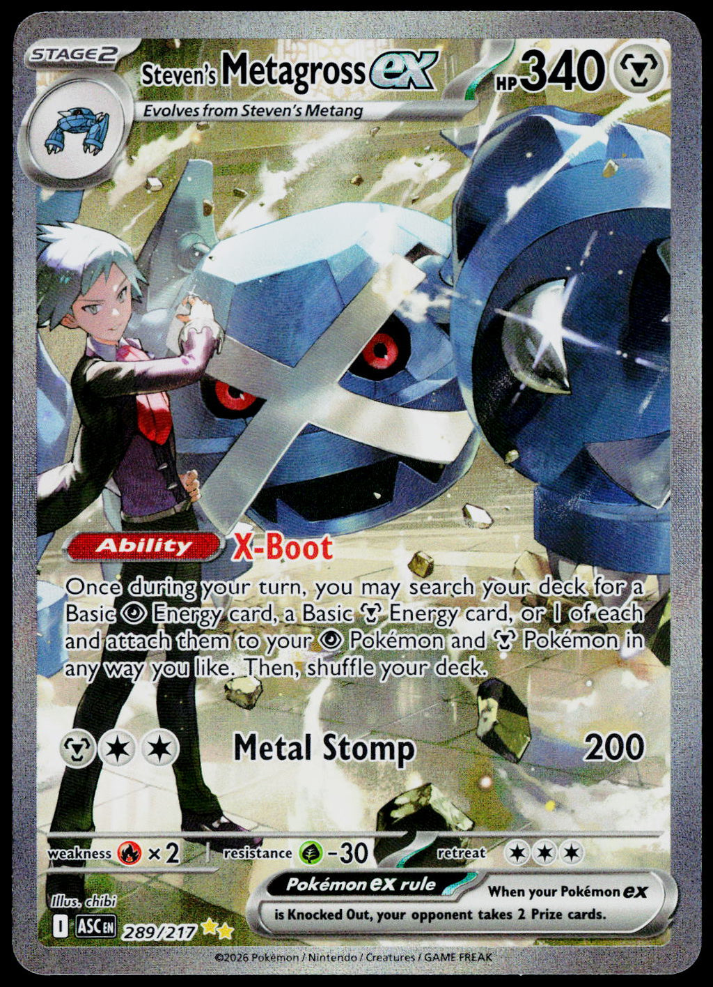 Steven's Metagross ex 289/217, Ascended Heroes, English - front