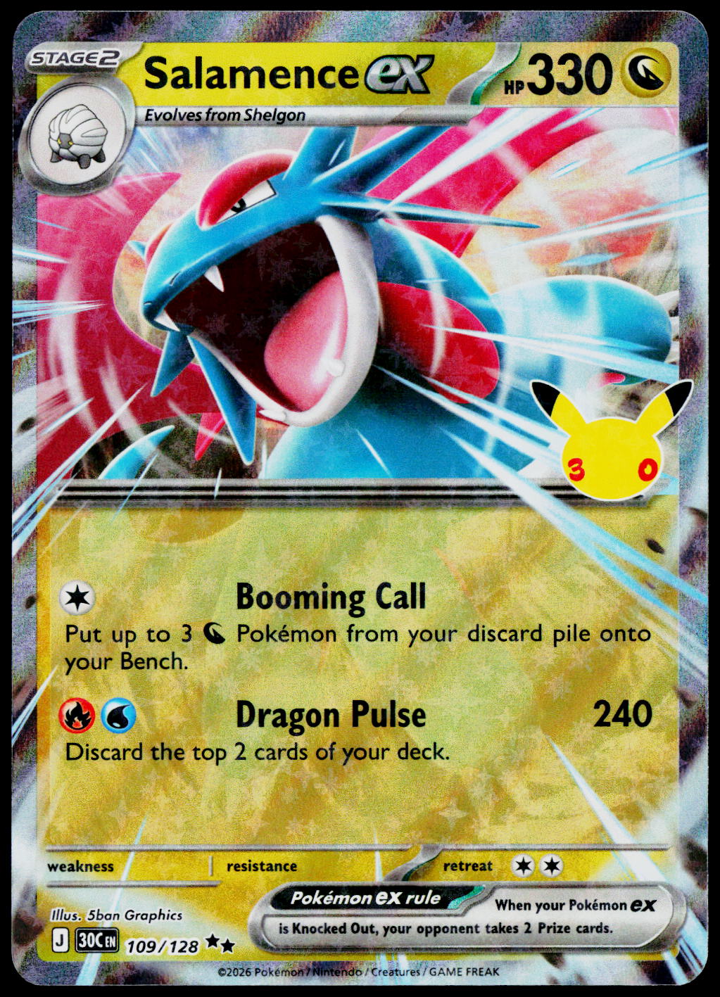 Salamence ex 109/128, 30th Celebration, English - front