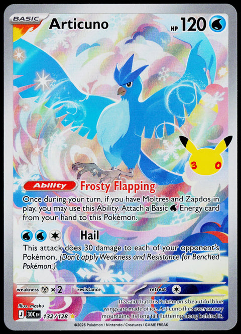 Articuno 132/128, 30th Celebration, English - front