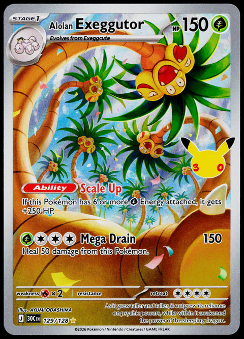 Alolan Exeggutor 129/128, 30th Celebration, English - front