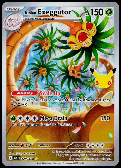 Alolan Exeggutor 129/128, 30th Celebration, English - front