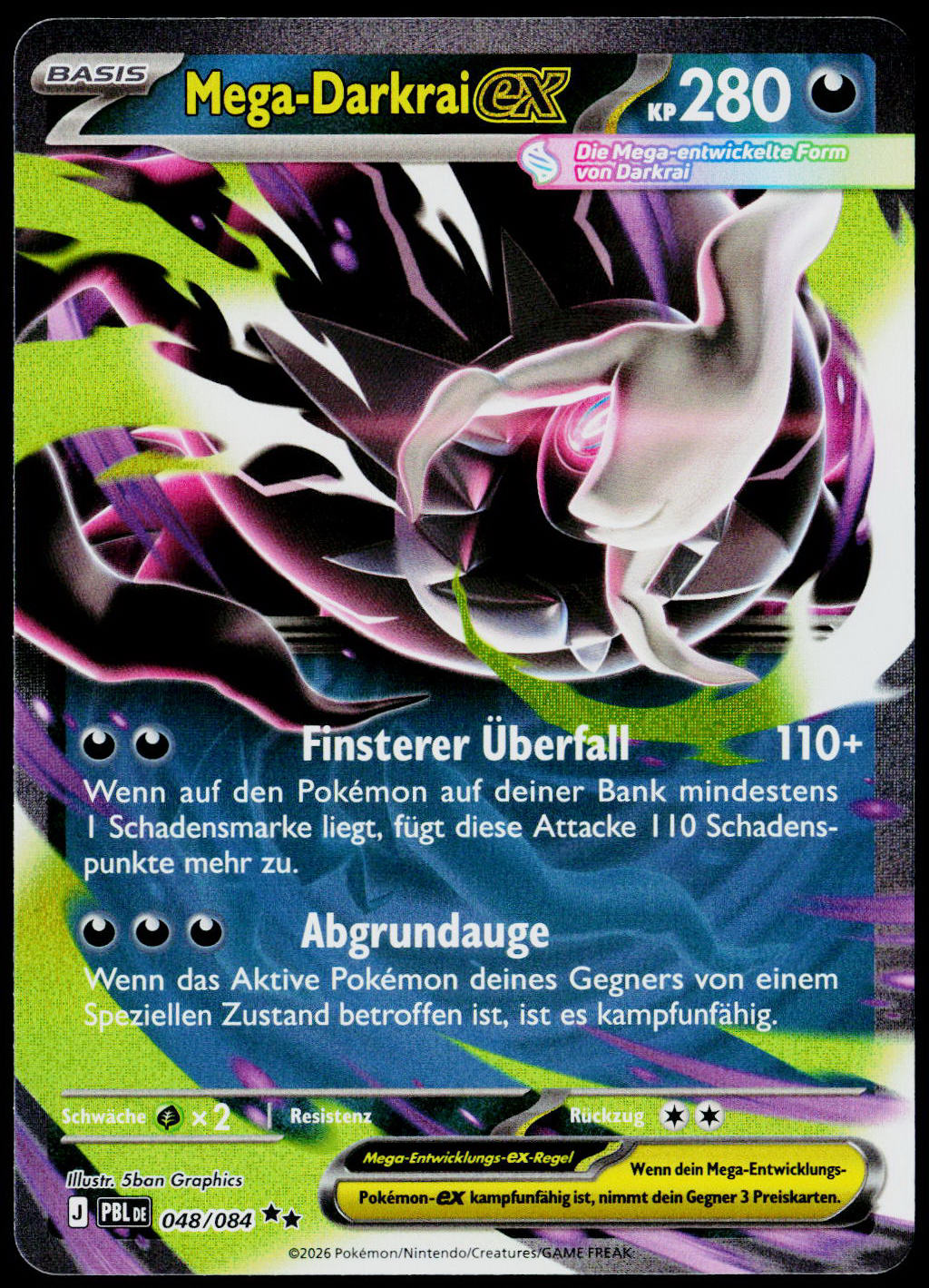 Mega Darkrai ex 048/084, Pitch Black, German - front