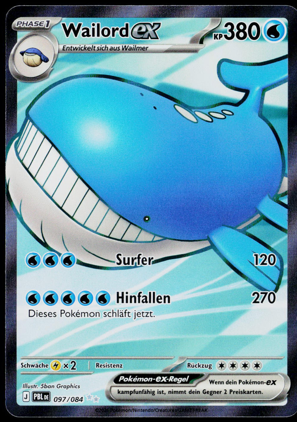 Wailord ex 097/084, Pitch Black, German - front