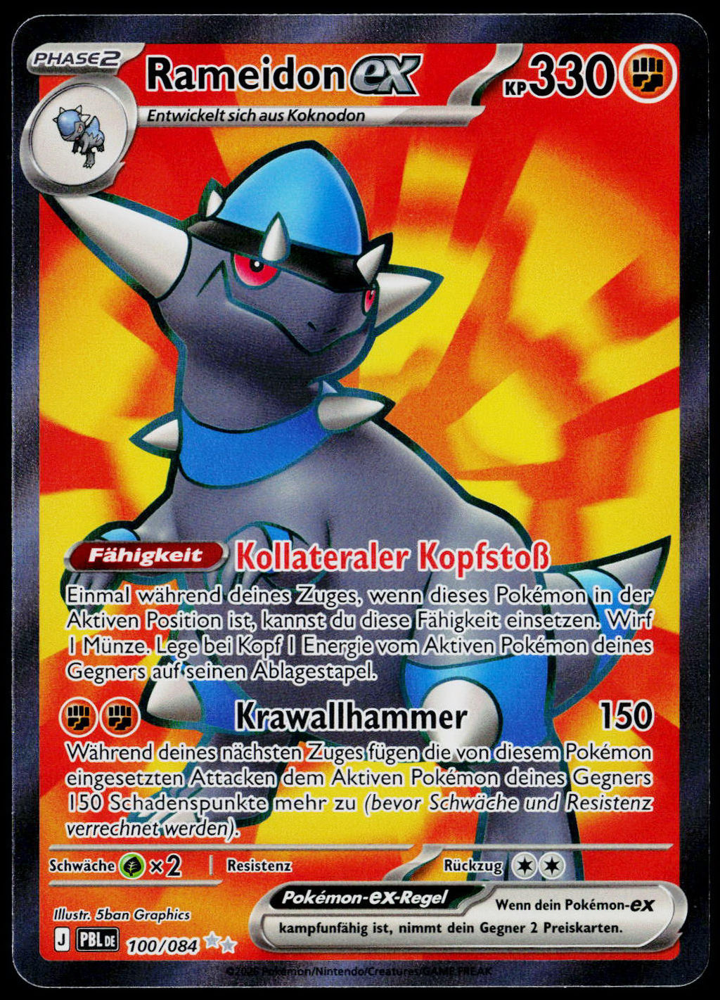 Rampardos ex 100/084, Pitch Black, German - front