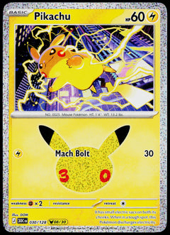 Original Ricoh fi-8170 scan of Pikachu 030/128, 30th Celebration, English — front