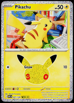 Original Ricoh fi-8170 scan of Pikachu 031/128, 30th Celebration, English — front