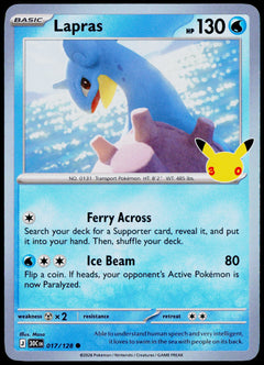 Lapras 017/128 - 30th Celebration - English - Near Mint - original front scan