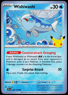 Wishiwashi 022/128 - 30th Celebration - English - Near Mint - original front scan