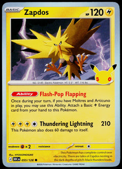 Zapdos 055/128 - 30th Celebration - English - Near Mint - original front scan