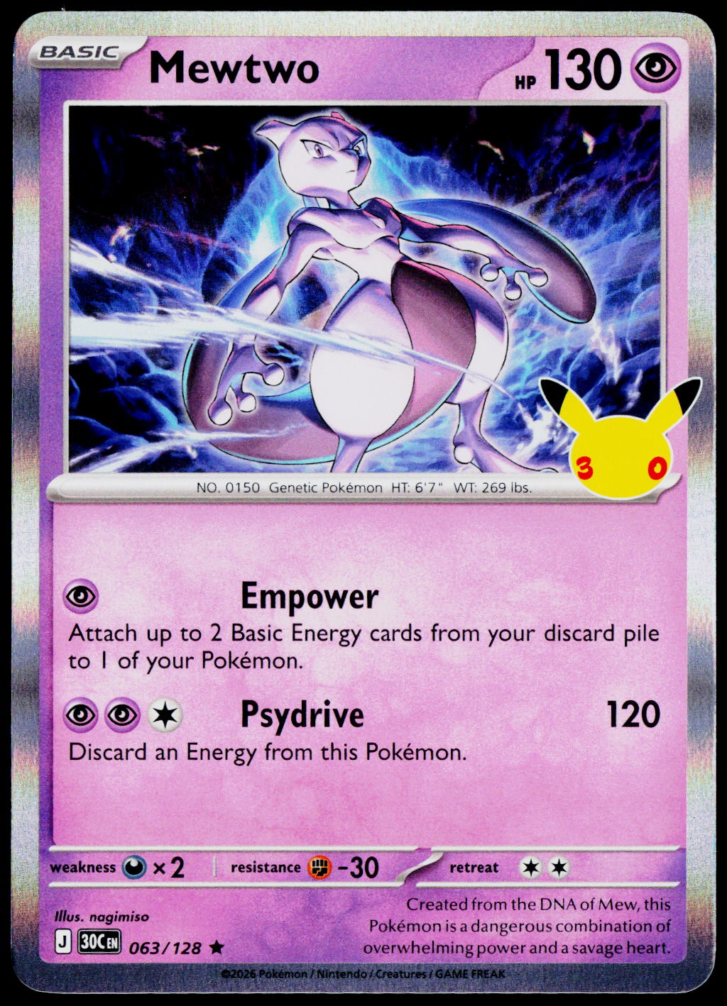 Mewtwo 063/128 - 30th Celebration - English - Near Mint - original front scan