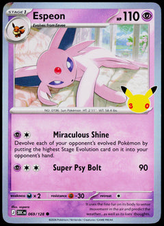 Espeon 069/128 - 30th Celebration - English - Near Mint - original front scan