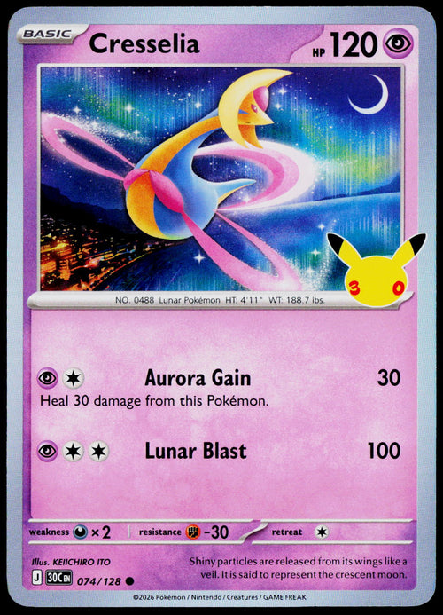 Cresselia 074/128 - 30th Celebration - English - Near Mint - original front scan