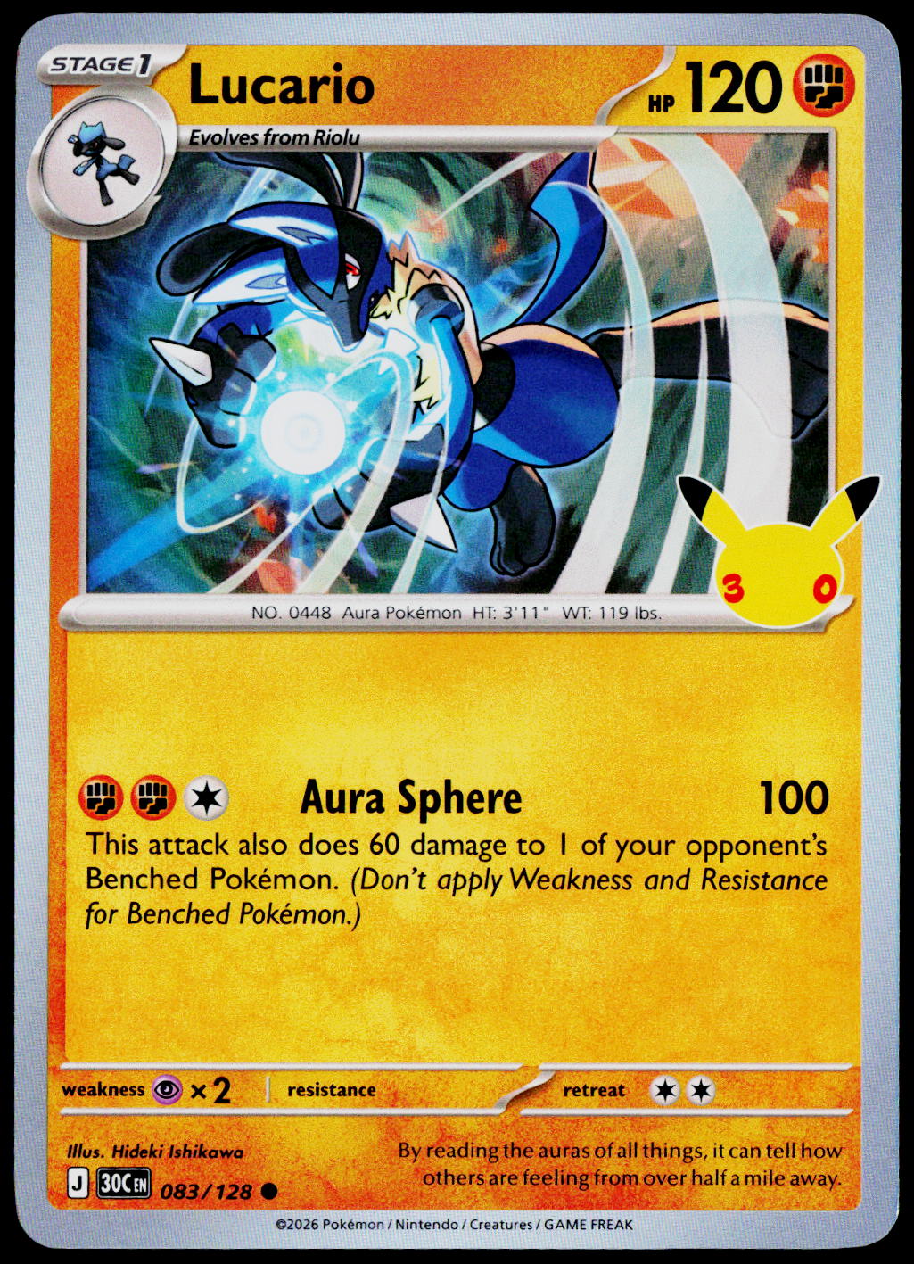 Lucario 083/128 - 30th Celebration - English - Near Mint - original front scan