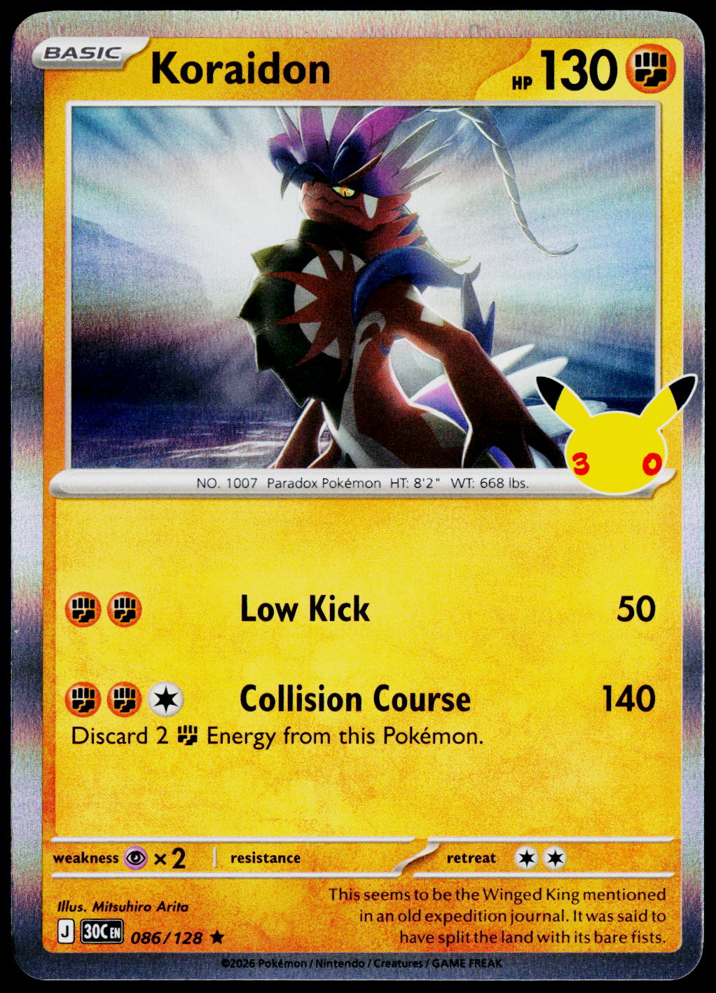 Koraidon 086/128 - 30th Celebration - English - Near Mint - original front scan
