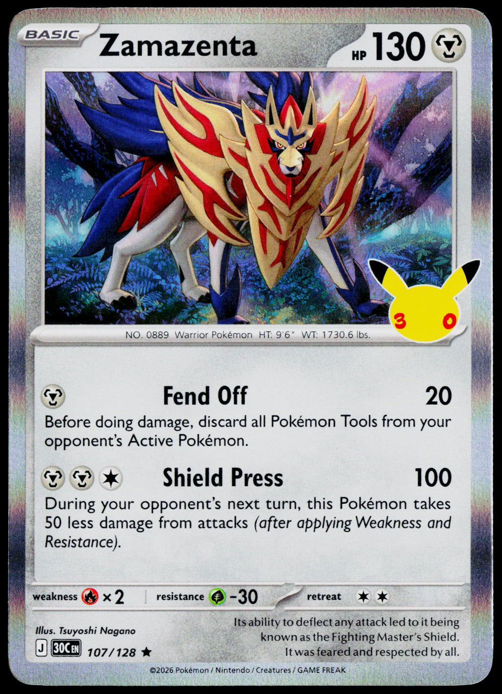 Zamazenta 107/128 - 30th Celebration - English - Near Mint - original front scan
