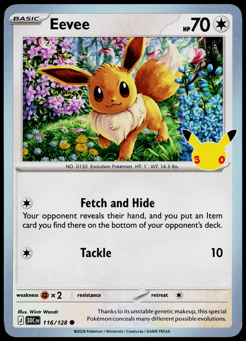 Eevee 116/128 - 30th Celebration - English - Near Mint - original front scan
