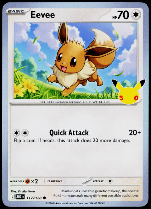 Eevee 117/128 - 30th Celebration - English - Near Mint - original front scan