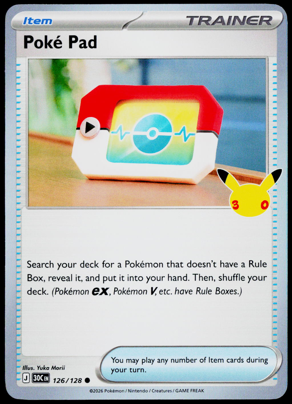 Poké Pad 126/128 - 30th Celebration - English - Near Mint - original front scan
