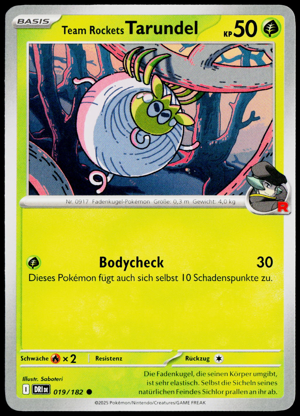 Team Rocket's Tarountula 019/182 German - original scanned front