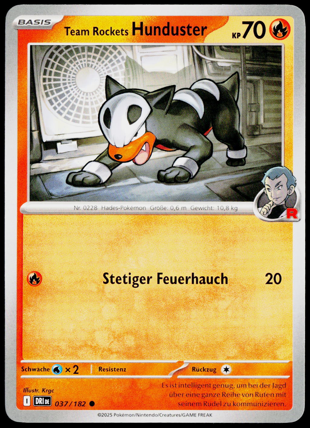 Team Rocket's Houndour 037/182 German - original scanned front