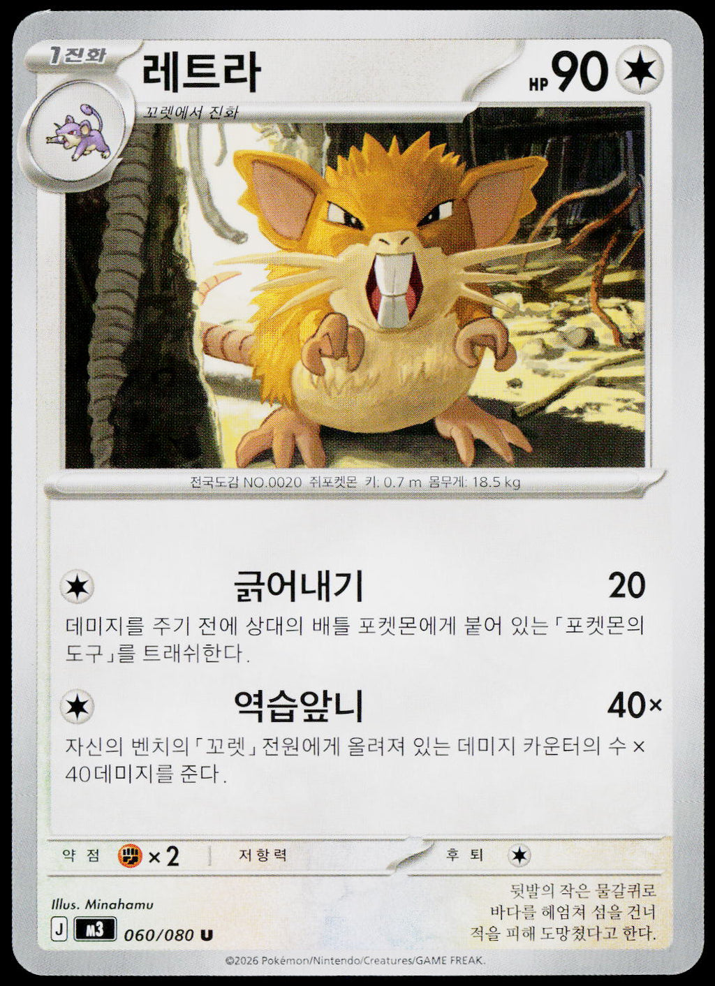 Raticate 060/080 Korean - original scanned front