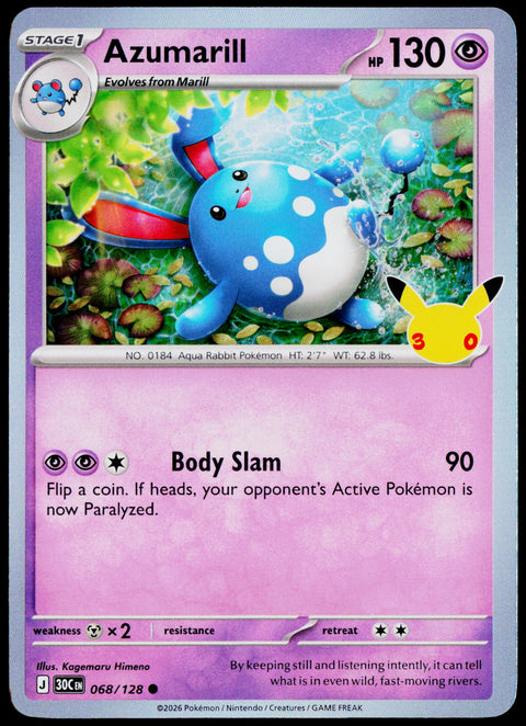 Azumarill 068/128 Holo English - original scanned front