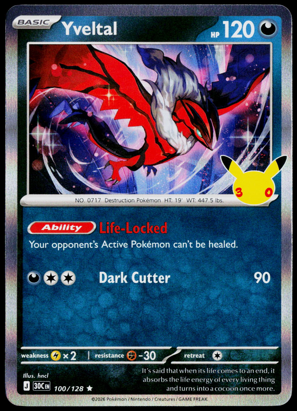 Yveltal 100/128 Holo English - original scanned front