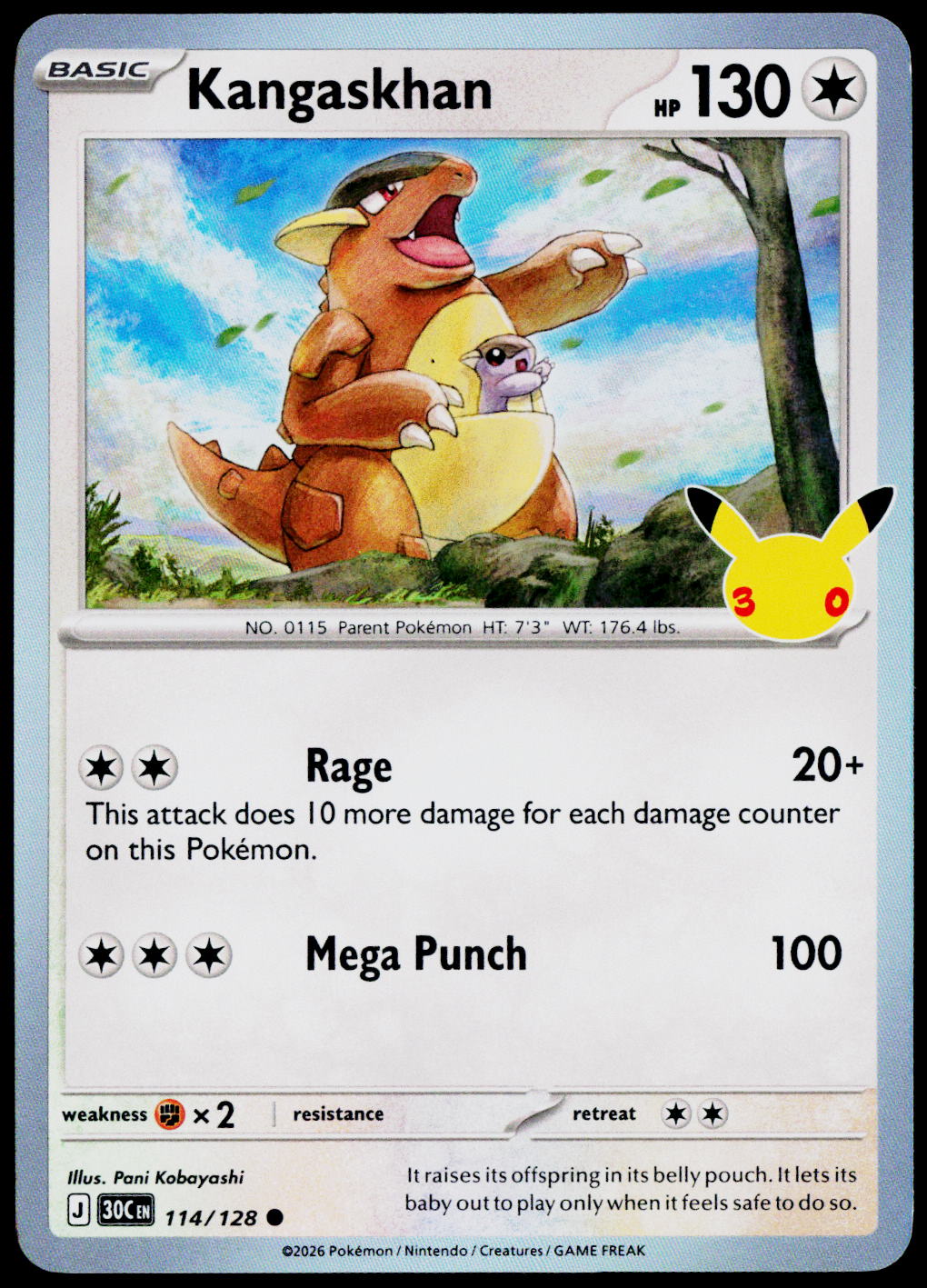 Kangaskhan 114/128 Holo English - original scanned front