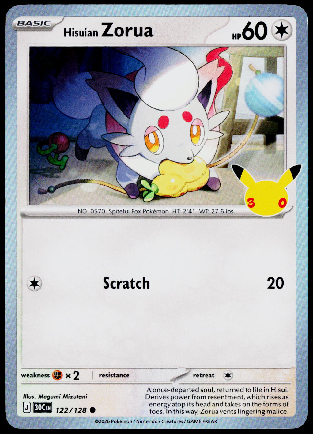 Hisuian Zorua 122/128 Holo English - original scanned front