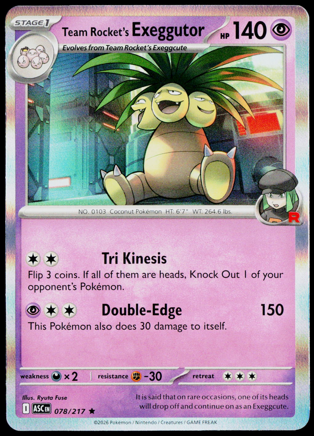Team Rocket's Exeggutor 078/217 Holo English - original scanned front