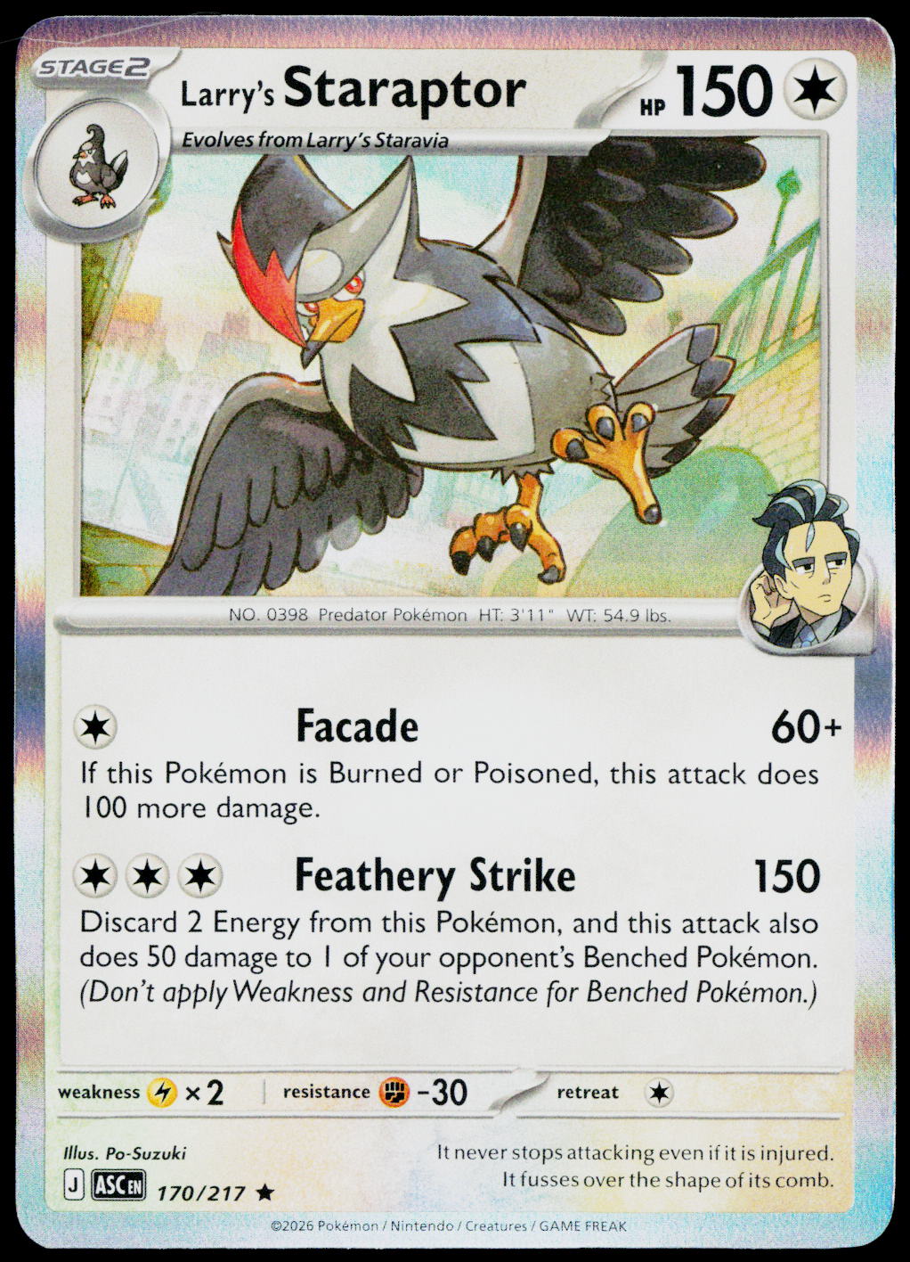 Larry's Staraptor 170/217 Holo English - original scanned front