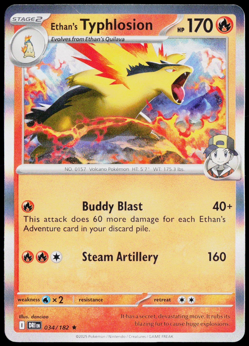 Ethan's Typhlosion 034/182 Holo English - original scanned front