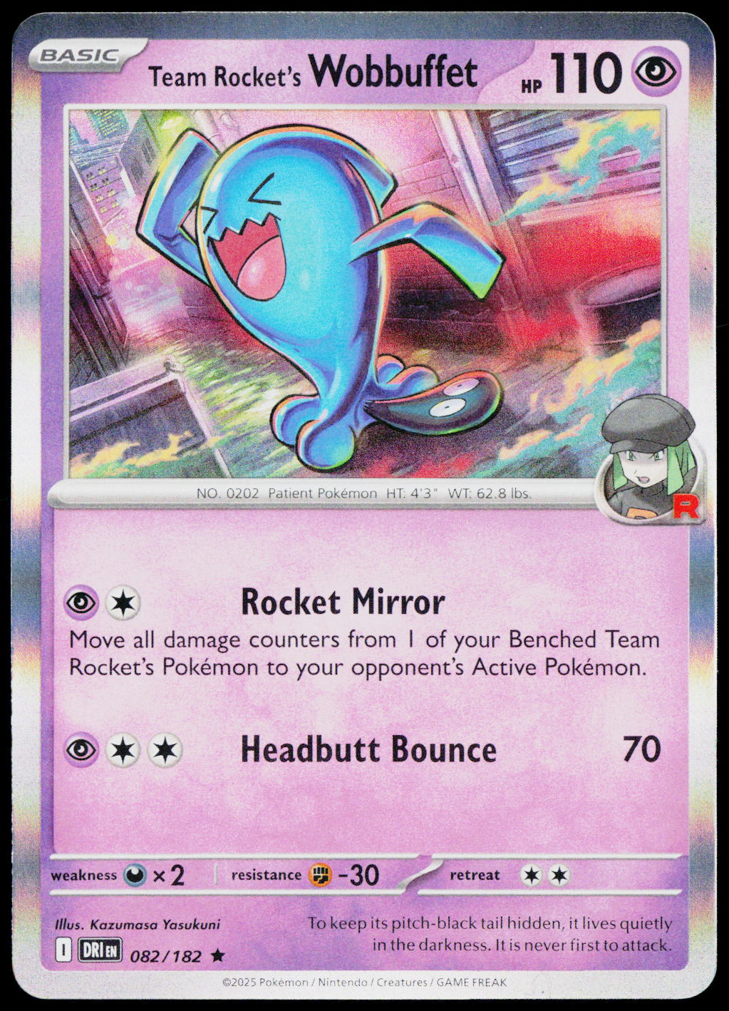 Team Rocket's Wobbuffet 082/182 Holo English - original scanned front