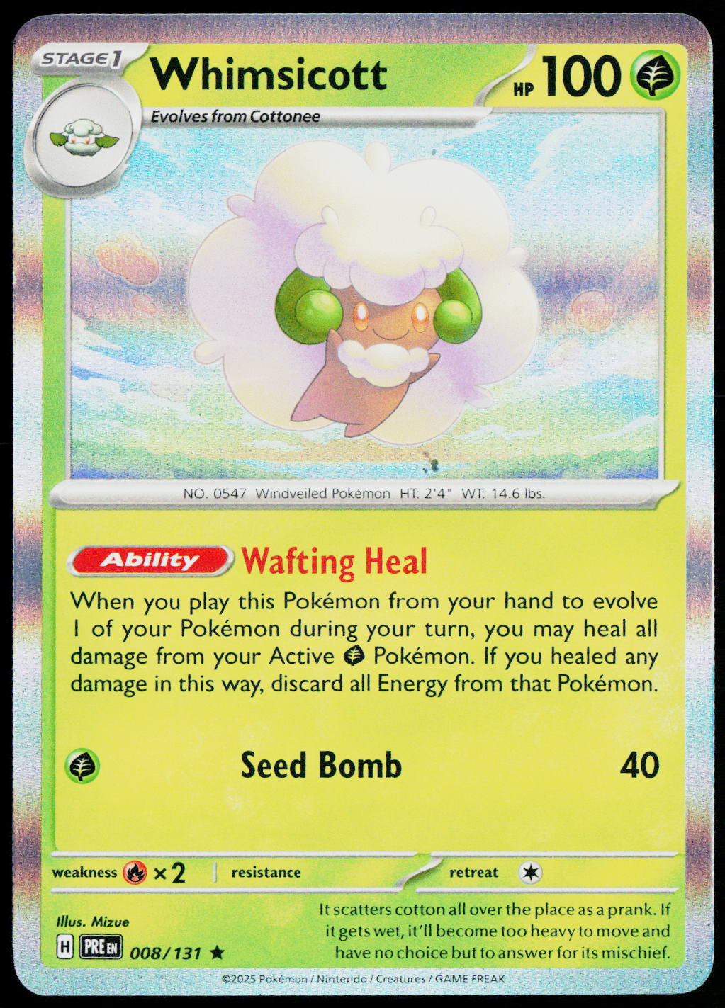 Whimsicott 015/162 Holo English - original scanned front