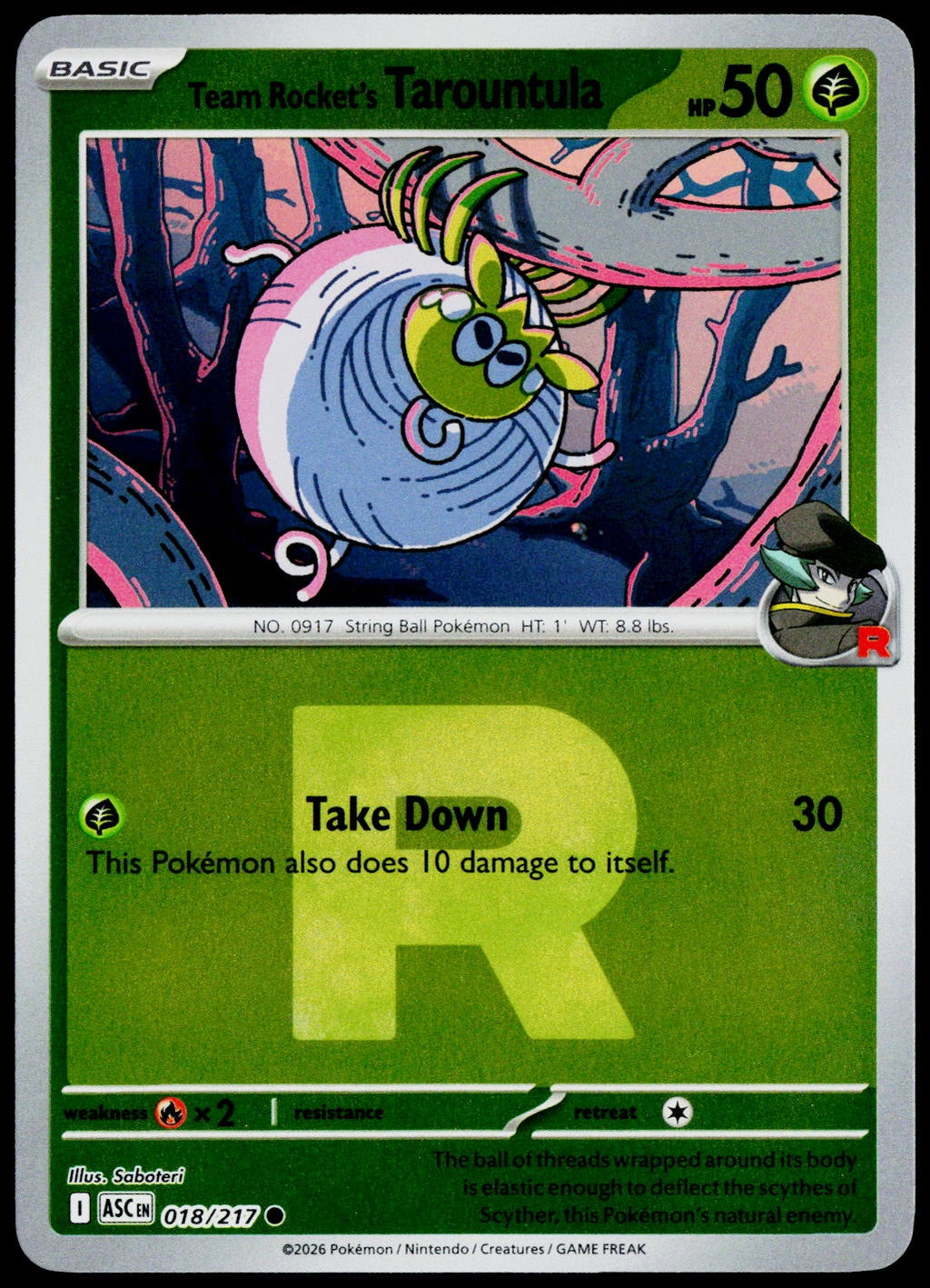 Team Rocket's Tarountula 018/217 Team Rocket Reverse Holo EN - original scanned front