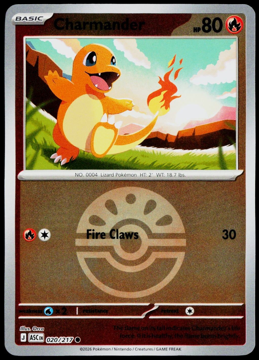 Charmander 020/217 Friend Ball Reverse Holo EN - original scanned front