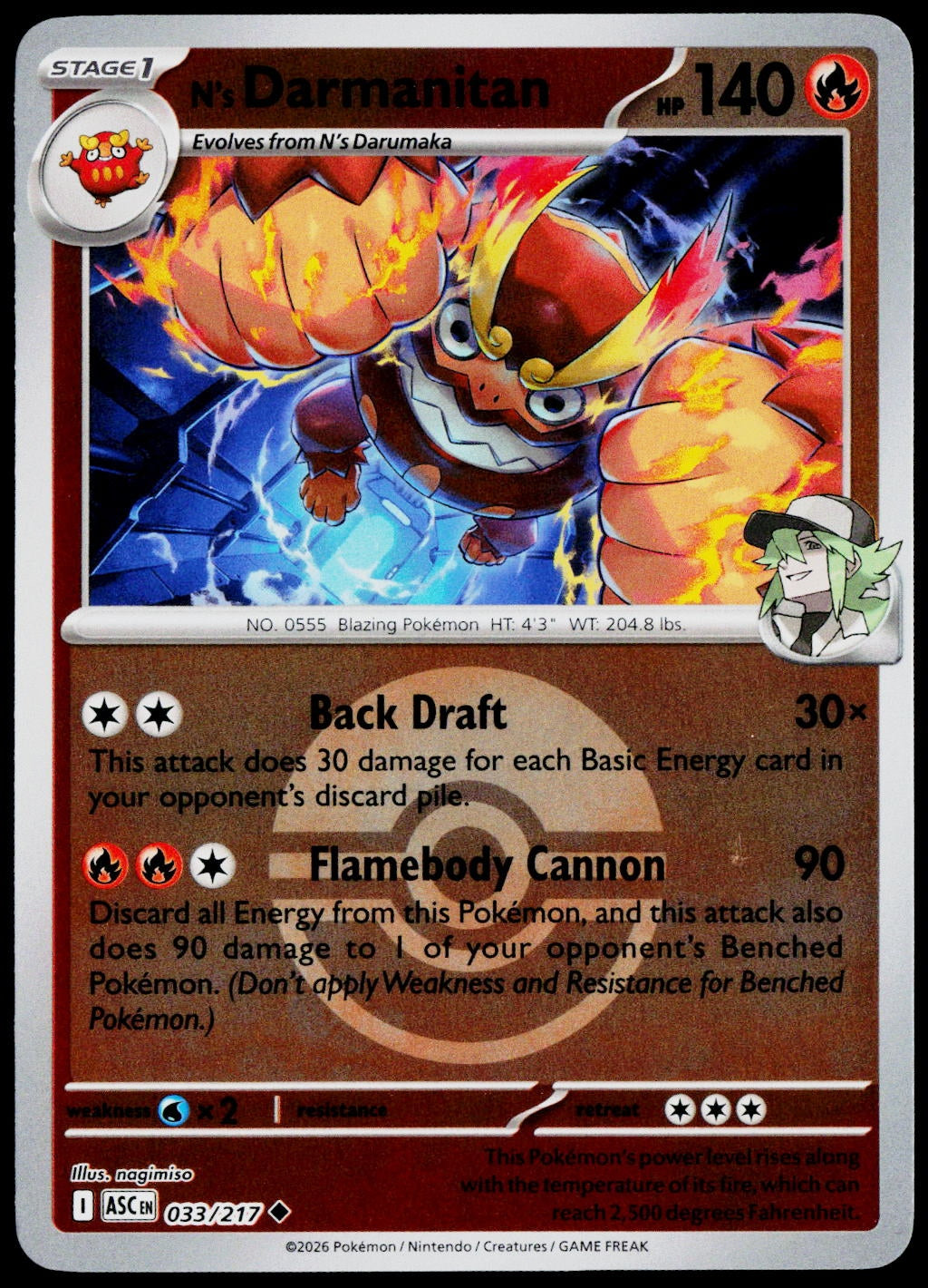 N's Darmanitan 033/217 Poké Ball Reverse Holo EN - original scanned front