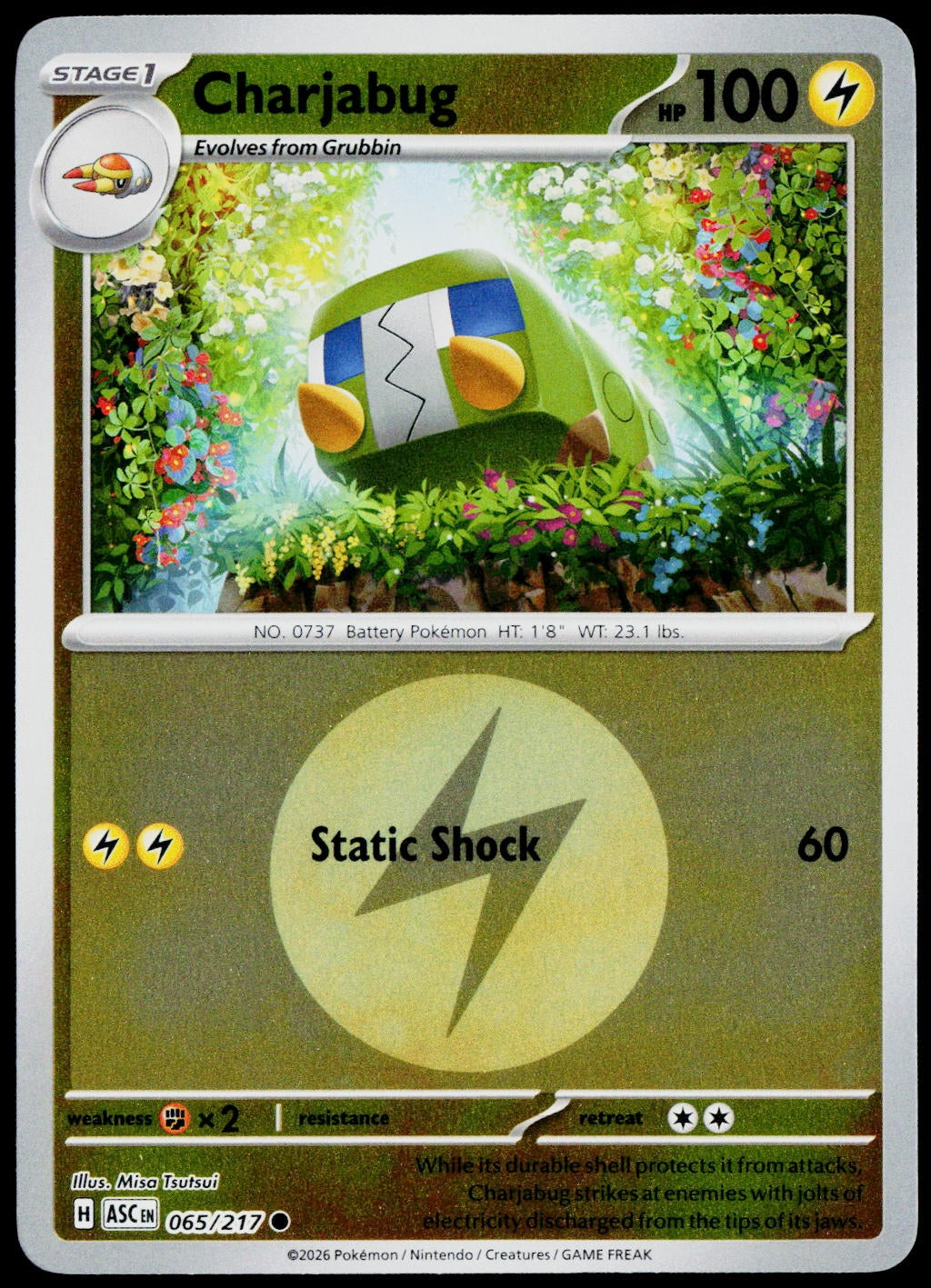Charjabug 065/217 Energy Symbol Reverse Holo EN - original scanned front