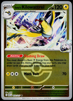 Iono's Kilowattrel 072/217 Poké Ball Reverse Holo EN - original scanned front