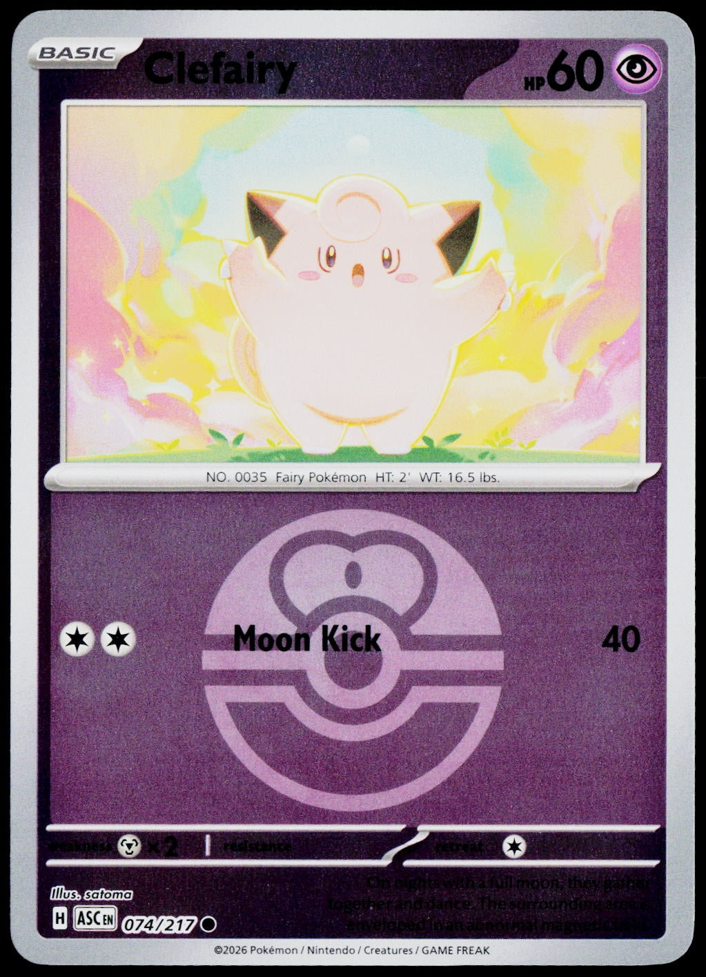 Clefairy 074/217 Love Ball Reverse Holo EN - original scanned front